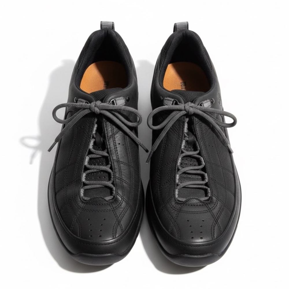Timberland Leather Comfort Walking Shoes Black Casual Lace Up Mens 11.5